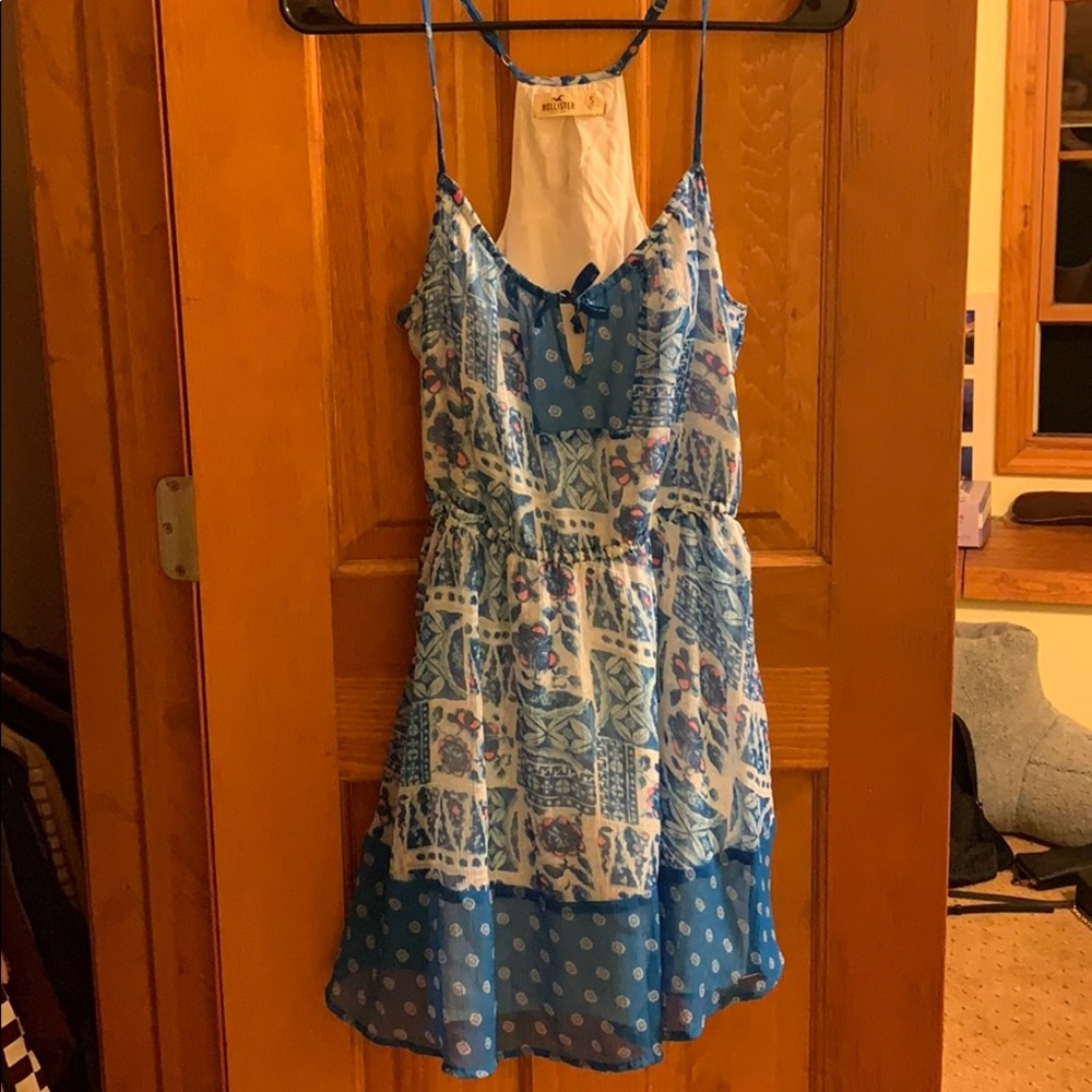 Blue and white print summer dress